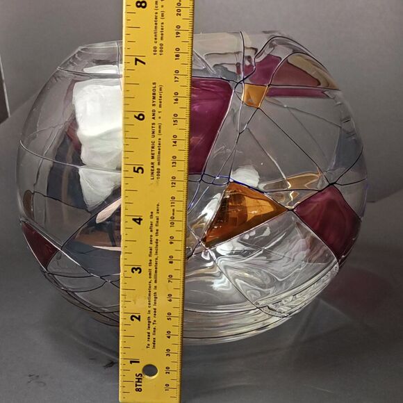 Luminescence Hand Blown Bowl Vase Romania Lead Free Glass Crystal Mosaic Art - Picture 14 of 15